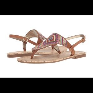 Circus by Sam Edelman Brita Embroidered Thong Sandals | Saddle | 7.5M  (E9442M1)